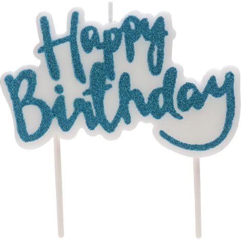 Bougie Anniversaire Happy Birthday Bleu Pailleté 10,2 x 9,1 cm (1/5)