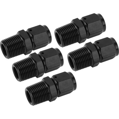 5 Pièces Adaptateur 6AN Femelle vers 3/8 NPT Mâle Aluminium Noir Raccord Droit Remplacement Facile (1/5)