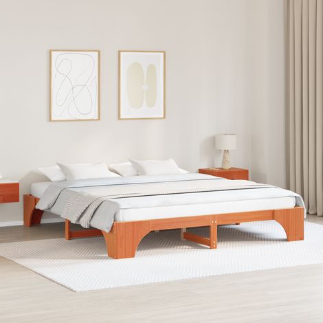 Bettrahmen Wachsbraun 180 x 200 cm Massives Kiefernholz vidaXL (1/5)