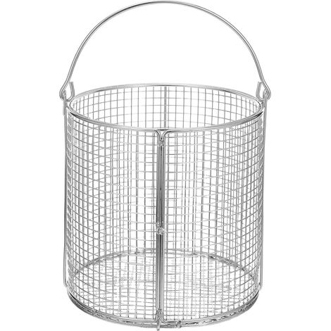 Panier à Linge en Acier Inoxydable Perforé Rond 150X150 MM Résistant la Chaleur Poignée Pivotante, Panier de Nettoyage pour Usage Industriel et Laboratoire (1/5)