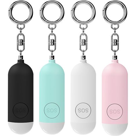 Sollbry 4 pcs Sirène Personnelle Alarme Sirène de Sécurité Personnelle Rechargeable Sirène 130DB Alarme de Sécurité de Panique avec Lumière LED,Porte-clés (1/5)
