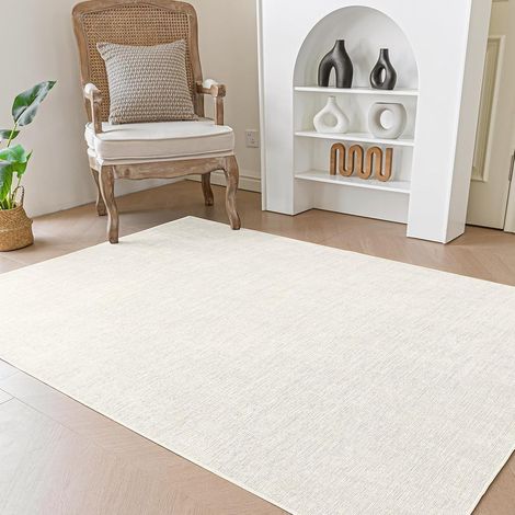 Tappeto shaggy moderno antiscivolo rettangolare beige 60x90 cm (1/5)