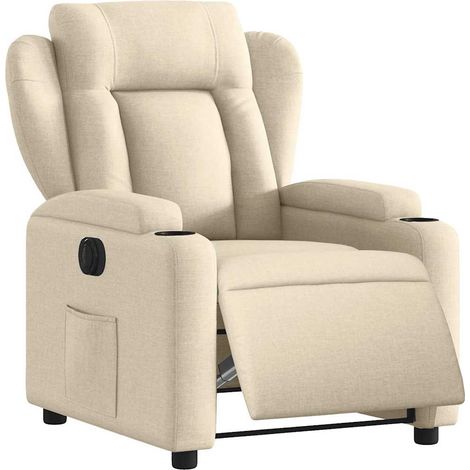 vidaXL Poltrona Elettrica Reclinabile Crema in Tessuto
