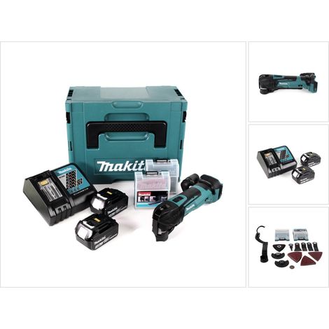 Makita DTM 51 RFJX2 Akku Multifunktionswerkzeug 18 V + 2x Akku 3,0 Ah + Ladegerät + 39 tlg. Zubehör Set + Makpac (1/5)