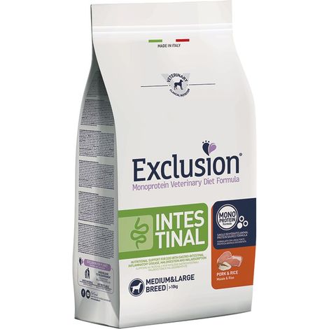 Exclusion Dog Intestinal Adult Medium Large Breed Maiale e Riso  - Exclusion Dog Intestinal Adult Medium Large Breed Maiale e Riso - Sacco Da 2 Kg (1/3)
