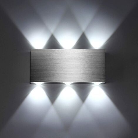 LED Wall Light 18W Indoor Modern Wall Lamp Square Up Down Aluminum Lighting Decoration Light for Bedroom Office Bed Corridor Living Room Hotel Bar Cold White [Energy Class (1/5)