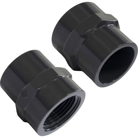 C62149 - Set of 2 mixed female threaded nipples/sleeves to be glued Ø32mm - female to screw 1'' - pressure hose connection 10 bar - mixed end - plastic (1/5)