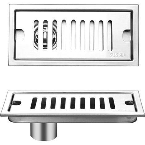Bonde de douche longue en acier inoxydable, déodorante et amovible, pour salle de bain ou hôtel, évacuation latérale de 20 cm. (1/5)