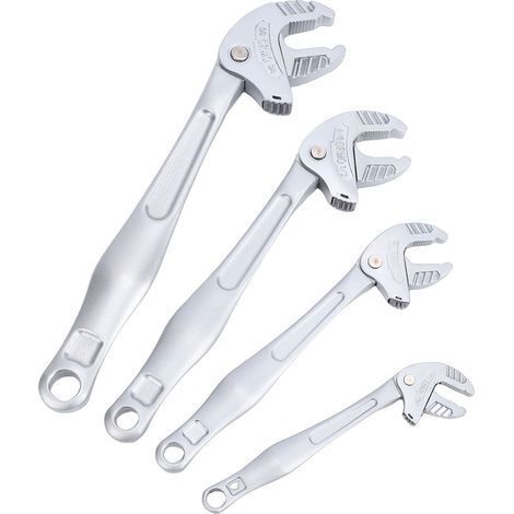 4 pièces clé à réglage automatique serrage cliquet clés à molette ensemble 7-10 10-13 13-16 16-19mm argent pour l'entretien des tuyaux réparation de véhicule maison (1/5)