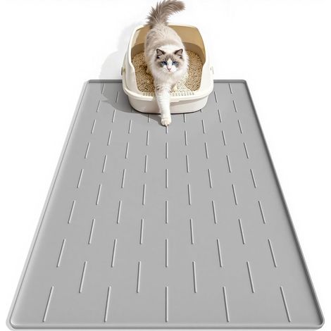 Cat Litter Mat Silicone Under Litter Tray, 86 x 22 cm, Light Grey (1/5)