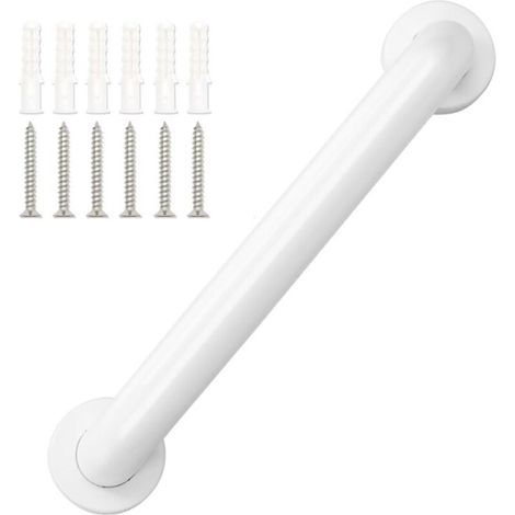 BUNTHAUS Poignée de douche en acier blanc 30 cm barre d'appui douche personnes âgees (1/5)