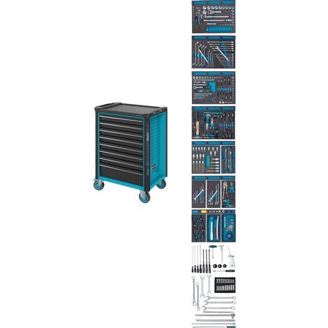 Hazet Werkstattwagen Assistent, Schubladen, flach: 7 x 81 x 522 x 398 mm, Schubladen, hoch: 1 x 166 x 522 x 398 mm, Anzahl Werkzeuge: 296, Art.Nr. 179 (1/5)