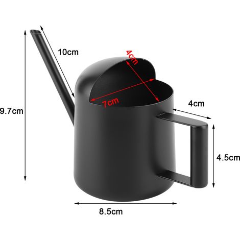 Arrosoir Miniature 300ml Noir Long Bec Alliage Inoxydable pour Plantes Intérieur/Extérieur (1/5)