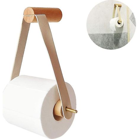 Porte-papier toilette vintage en corde de chanvre et bois, blanc (1/5)