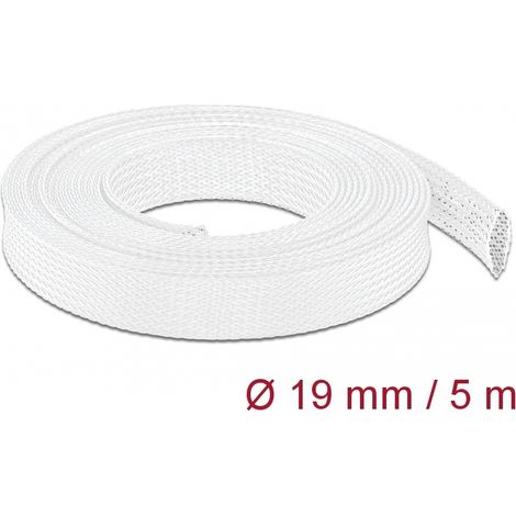 Delock Funda trenzada estirable 5 m x 19 mm, color blanco