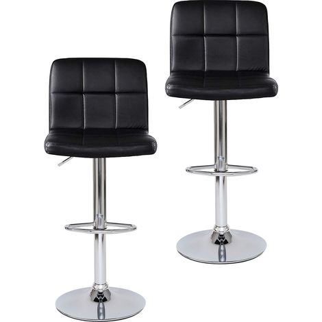 dibea 2er Set Barhocker (Modell 2) mit stufenloser Höhenverstellung, schwarz