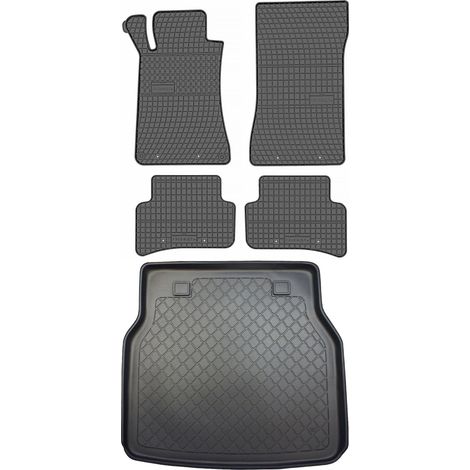 Juego de alfombrillas de goma para coche y maletero para Mercedes Clase C W203 Familiar (2001-11/2007).