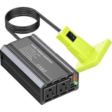 300-W-Kfz-Wechselrichter für Ryobi-Li-Ion-Akkus, PD65W-USB-A-Wechselrichter Typ C für den Außenbereich, 18-W-Powerstation-Generator (1/5)