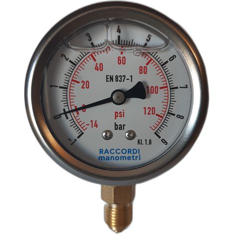 Manometro del vuoto inferiore (-1-+9 BAR) filettatura 1/4" (1/4)