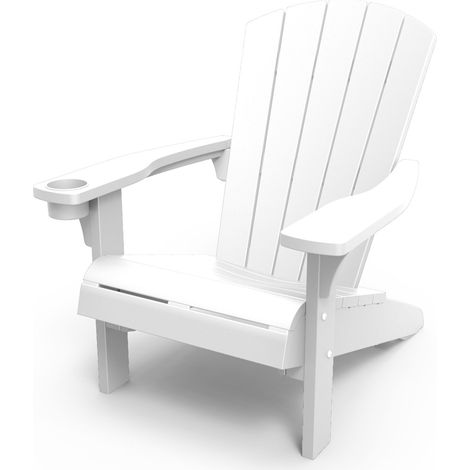 Keter Alpine Adirondack Chair Seat Sun Lounger Garden White
