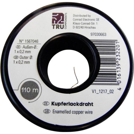 TRU COMPONENTS Filo di rame smaltato Diametro (con Isolante)=0.10 mm 450 m