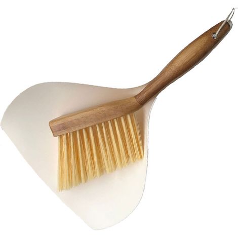 Mini kit de balayage avec manche en bambou (29 x 18 cm) – Kit de nettoyage naturel pour bureau, cuisine et cage pour animaux (1/5)