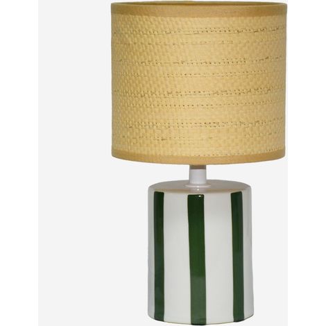 Lampada da tavolo interno ceramica paralume effetto rattan, 28cm (1/5)