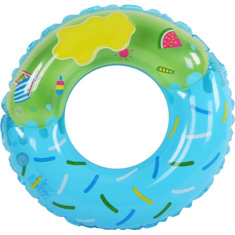 Donut Pneu Gonflable 2 Chambres Air 90cm Anneau Natation Enfant Bleu Non Gonflé -KZQ (1/2)