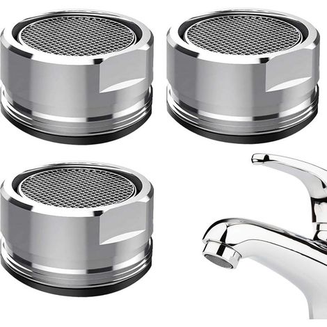 Lot de 3 filtres à eau pour robinet - Diffuseur de 24 mm - Robinet pour cuisine et salle de bain - Aérateur pour robinets, aérateur M24, filetage extérieur métallique - Pièce de rechange avec joint (1/5)