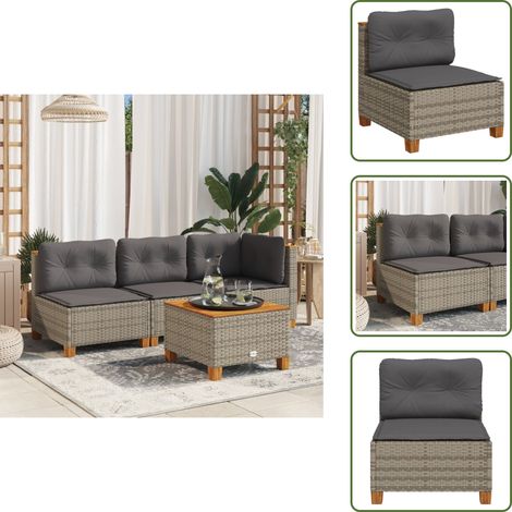 Canapé de jardin sans accoudoirs coussins gris résine tressée - Canapé De Jardin - Meubles De Jardin - Salon De Jardin - Fauteuil De Jardin - Chaise Longue (1/5)