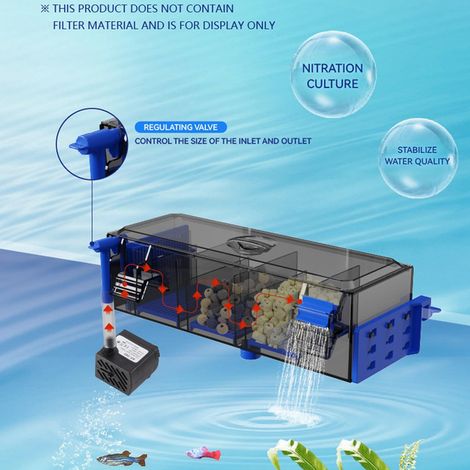 Filtre d'aquarium externe suspendu à trois vitesses avec pompe silencieuse pour purification d'eau