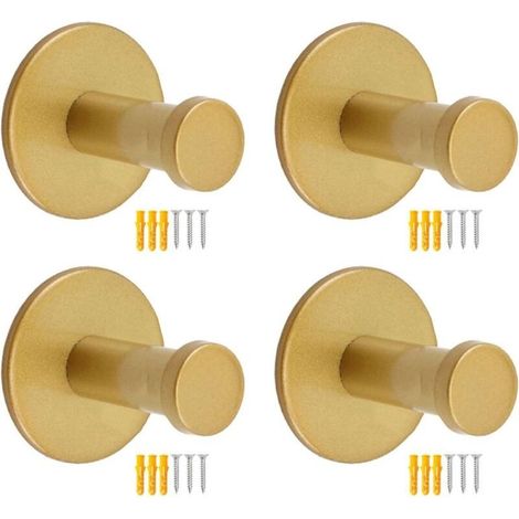 Lot de 4 crochets muraux en acier inoxydable pour serviettes, peignoirs, chapeaux, vêtements, quincaillerie en métal (1/4)