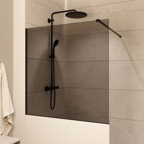Swiss Aqua Technologies Pantalla de pared 100x90cm Crystal Glass® 8 mm resistente a la escala, con brazos y perfiles en negro mate (SATBWIS90KSPRC) (1/5)