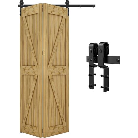 91CM/3FT Sliding Door Hardware for 2 Door Hardware System, Folding Door Kit Suitable for 90cm Door Panels (1/5)