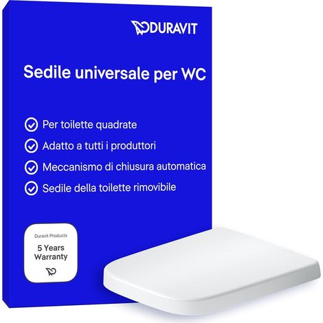 Duravit Sedile Univavo, sedile wc universale ovale, Sedile della toilette con doppio meccanismo a chiusura rallentata, tavoletta wc Sgancio rapido per una facile installazione, prodotto in UE, Bianco (1/5)
