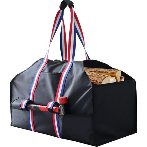 Sac fourre tout en tissu Oxford pour bois de chauffage, poignée en sangle colorée, sac fourre tout durable pour bois de chauffage avec poignée, adapté aux poêles à bois, camping en plein air