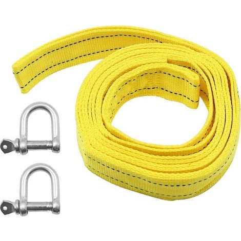 Sangle de Corde de remorquage Haute résistance, avec Deux Crochets de sécurité en D, Corde de treuil pour remorquage de récupération (1/5)