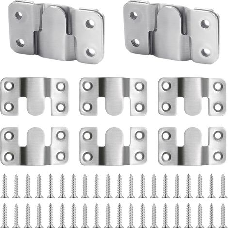 10 Pieces Recessed Mounting Brackets, Stainless Steel Wall Hardware Loop Furniture Connector Hanging Brackets Sturdy Interlocking for Pictures, Mirrors, Frames (Silver) (1/5)