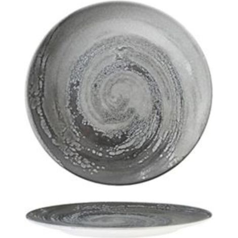 6 x assiettes plates VORTICE grise - 26cm - Porcelaine - Morini