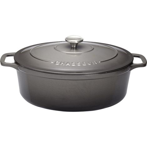 Chasseur - Cocotte ovale 33 cm chasseur gris caviar intérieur noir