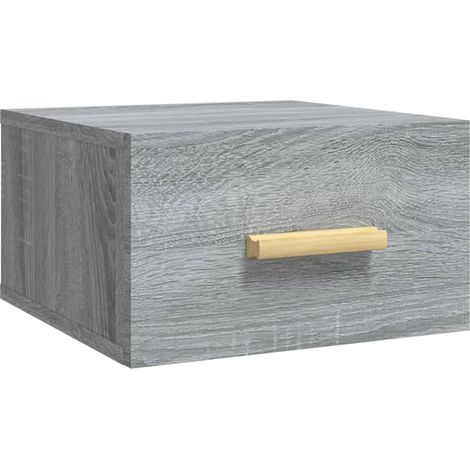 Comodino sospeso con cassetto 35 x 35 x 20 cm in multistrato grigio DEC034327