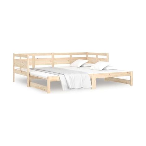 Lit coulissant sans matelas, pin massif, 2 x (80 × 200 cm), pin massif durable, pour chambre, confort quotidien, assemblage rapide (1/5)