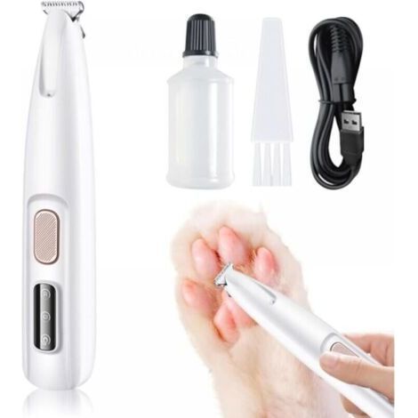Dog Hair Trimmer, Dog Hair Trimmer Shaver for Dogs Cat Low Noise, Waterproof and Rechargeable Pet Paw Hair Trimmer with LED Light for Cat and Other Pets (1/4)