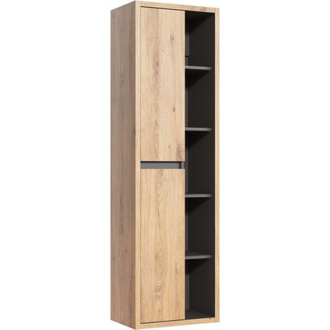 Colonna bagno MATT 170 cm – Rovere chiaro e grigio antracite – Design sospeso moderno