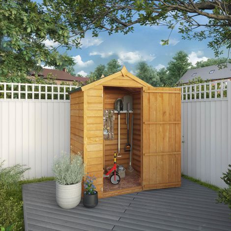 3 x 4 Feet Overlap Apex Windowless Shed - Timber - L85.9 x W131.3 x H185.6 cm - Brown