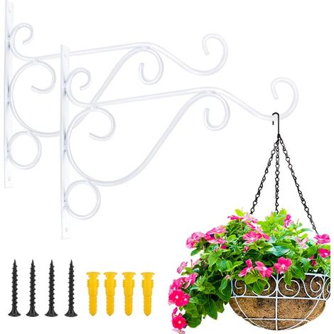 Filiyano-Lot de 2 crochets muraux de 30 cm pour suspendre plantes, paniers de fleurs, carillons éoliens et mangeoires à oiseaux  décoration rustique (1/3)