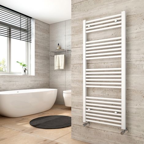 Heilmetz Straight Heated Towel Rail Bathroom Warmer Heating Radiator White 1200×500mm Suitable for 6m² (1/5)