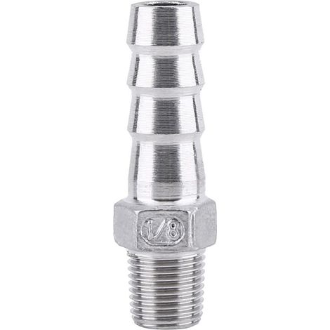 GDHZS-  Raccords Cannelés de Tuyau 1/8 "Acier Inoxydable SS304 Raccord de Tuyau à Filetage Mâle Connecteur de Queue de Barbelé (1/8"x10mm) (1/4)