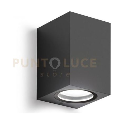 GES911- APPLIQUE GRIGIO ANTRACITE 1 LUCE ATTACCO GU10 IP44 6,8X10CM QUADRATO