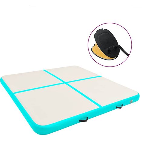 Aufblasbare Gymnastikmatte mit Pumpe 200x200x10 cm PVC Grün